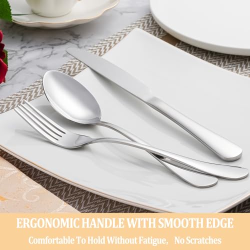 MUTNITT 40 Piece Silverware Set Service for 8,Premium Stainless Steel Flatware Set,Mirror Polished Cutlery Utensil Set,Durable Home Kitchen Eating Tableware Set,Include Fork Knife Spoon Set,Dishwasher Safe - Image 5