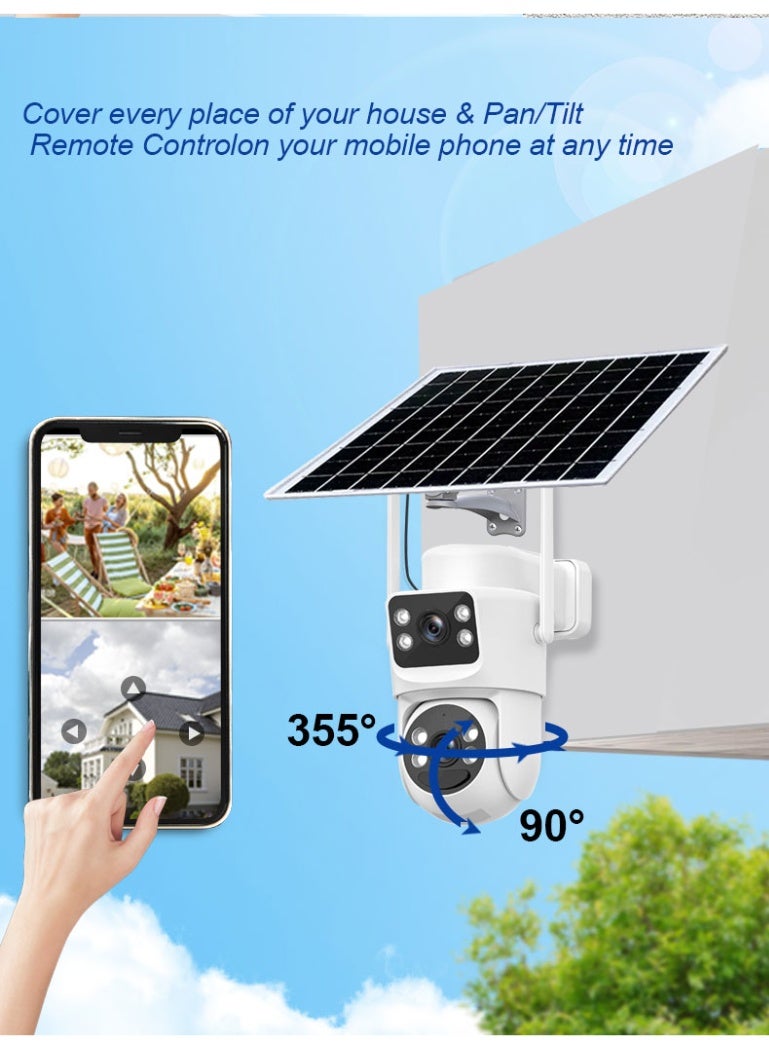 4K 8MP Solar Camera 4G PTZ Cameras Outdoor Dual Lens IP Camara Solar Panel CCTV Security Built in Battery PIR Cam (including SIM card) - Image 2