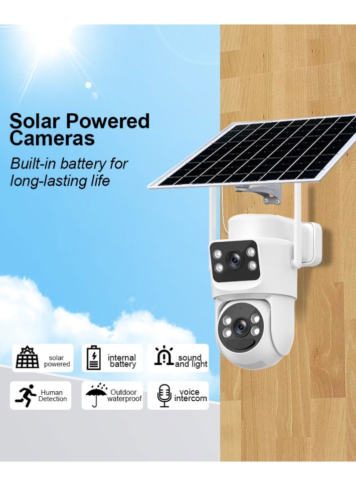 4K 8MP Solar Camera 4G PTZ Cameras Outdoor Dual Lens IP Camara Solar Panel CCTV Security Built in Battery PIR Cam (including SIM card) - Image 3