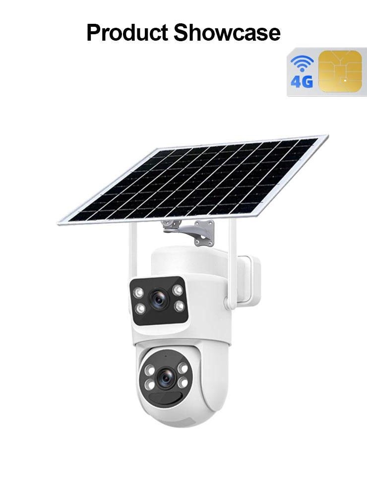 4K 8MP Solar Camera 4G PTZ Cameras Outdoor Dual Lens IP Camara Solar Panel CCTV Security Built in Battery PIR Cam (including SIM card) - Image 1
