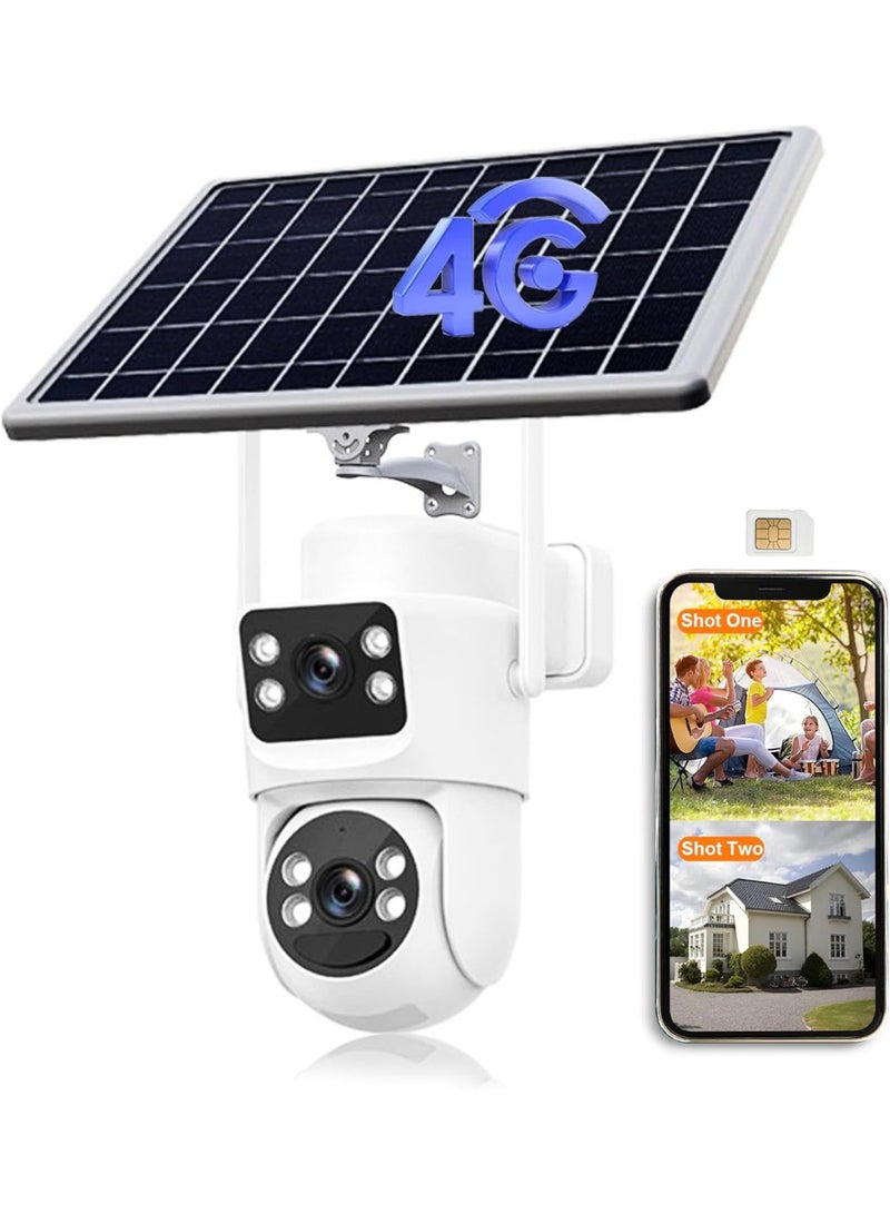 SYXUMLKLS 4G Solar Camera (with Data SIM Card), 4K HD Outdoor Security Camera, Solar Panel Dual-Lens CCTV Security System, Built-in Battery - Image 1