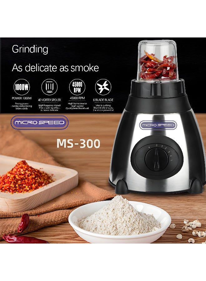 micro speed Electric Blender – 1000W High-Speed Blender with 6 Stainless Steel Blades, 1.5L, MS-300 - Image 2