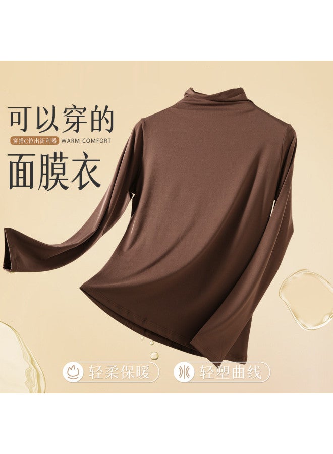 Modal Women'S Base Layer Shirt, Semi-Turtle Neck Stretchy Skin-Friendly Top, Fashion Solid Color Women'S Single Shirt - Image 5