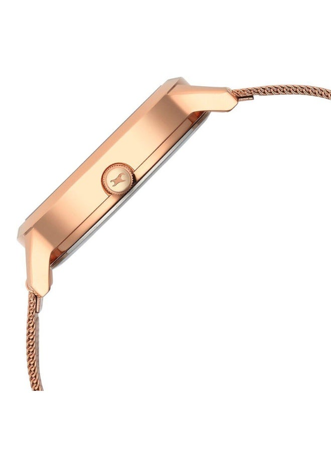 fastrack ساعة فيت أوت التناظرية للنساء 6210WM03 – قرص أسود، حزام من الفولاذ المقاوم للصدأ باللون الوردي، حركة كوارتز، مقاومة للماء حتى 3 ATM - Image 4