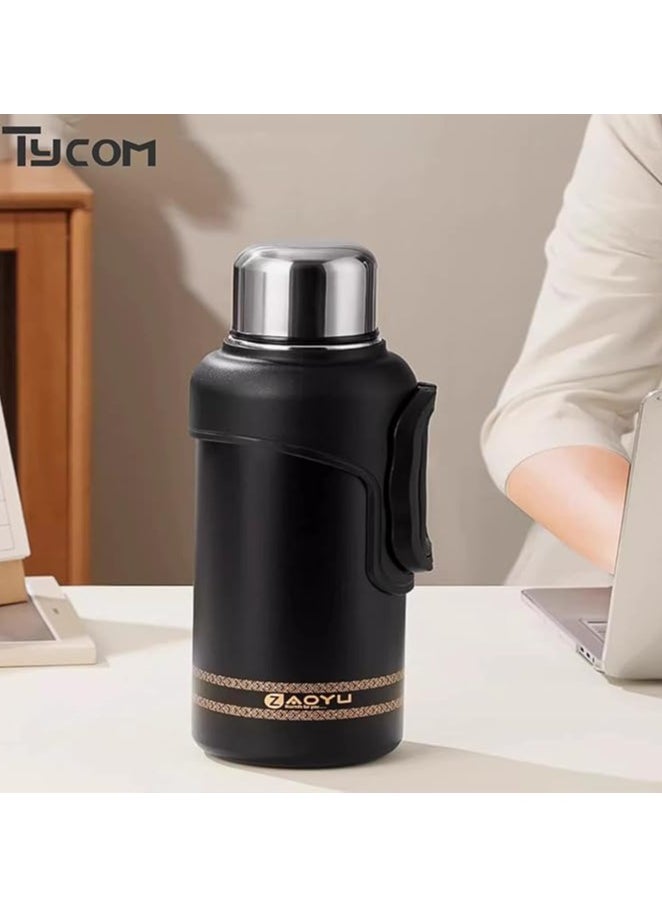 TYCOM - Thermal Insulated Water Bottle 1000 ML 316 Stainless Steel Double Wall Vacuum insulated Water Bottles for Hot Cold Water Gym Bottle Flask Bottle Side Handle - Image 1