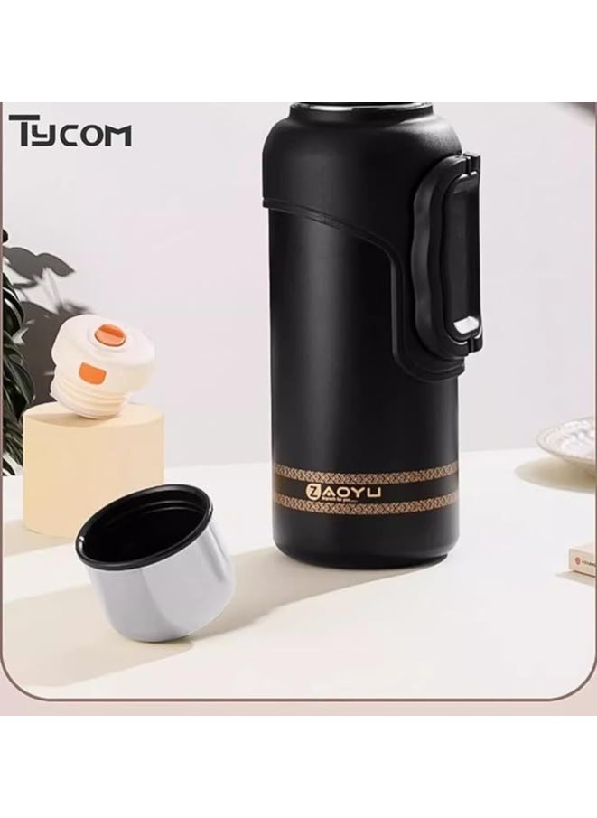 TYCOM - Thermal Insulated Water Bottle 1000 ML 316 Stainless Steel Double Wall Vacuum insulated Water Bottles for Hot Cold Water Gym Bottle Flask Bottle Side Handle - Image 1