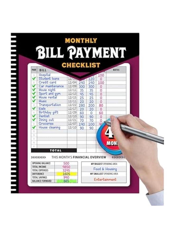 Generic Guide Budgeting Organizer Notebook - Money Organizer for Family Log Book | Bill Payment Checklist | Family Budget Management Book | Bill Payment Log Book | Monthly Bill Payment Checklist | Log Book  - Image 1