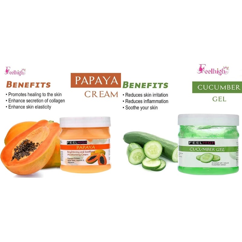 Feelhigh Face And Body Papaya Cream 500gm And Cucumber Gel500gm Skin care Products - Image 2