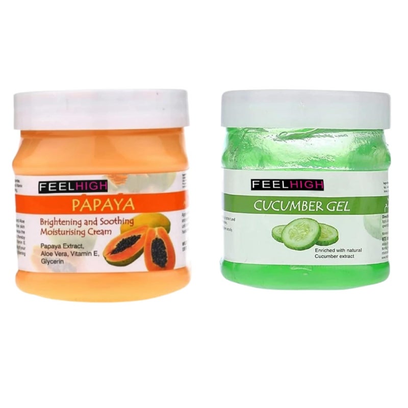 Feelhigh Face And Body Papaya Cream 500gm And Cucumber Gel500gm Skin care Products - Image 1