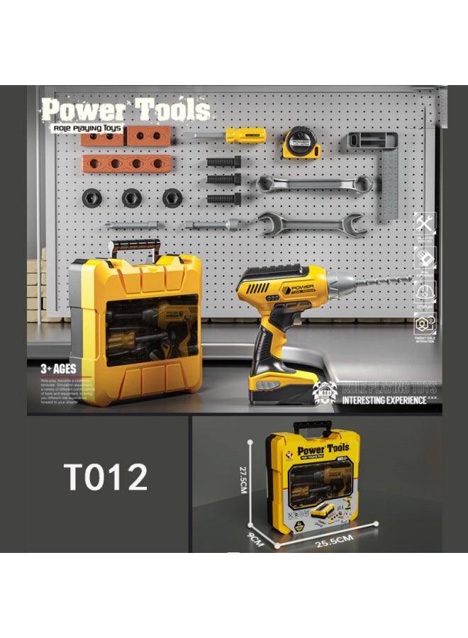 Children's Toolbox Toy Set Boy Repair Electric Drill Repair Box Screw Assembly Engineer Wholesale-Color:Portable Box Electric Drill Tool Combination - Image 1