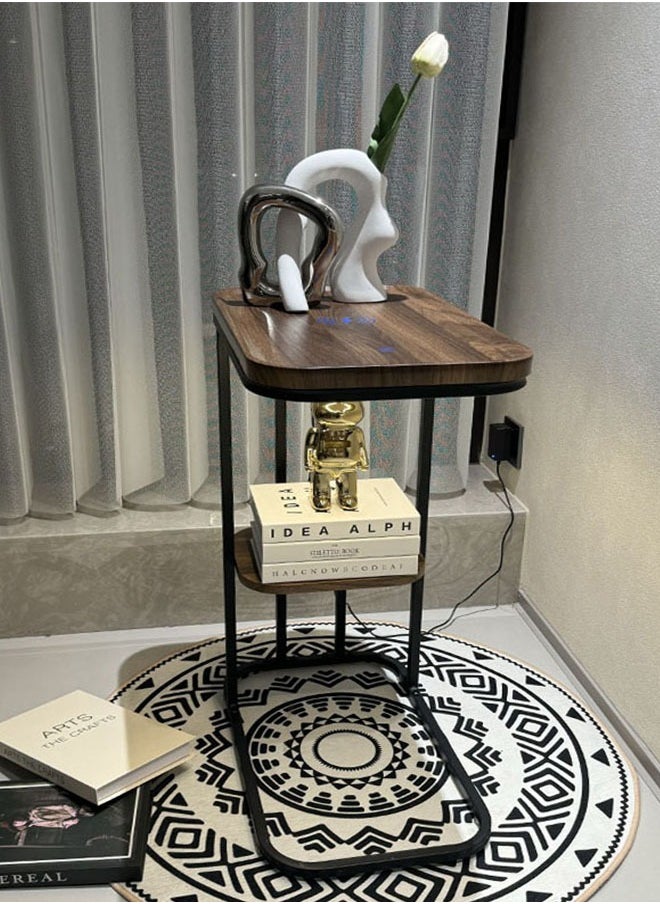 fantasize - Side Tables Coffee Tables C-Shaped Side Table with Charging Function Floor Lamps LED Sofa Table 3-Colour Light Small Coffee Table with Metal Frame and Shelf Storage for Small Spaces Living Room Bedroom - Image 1