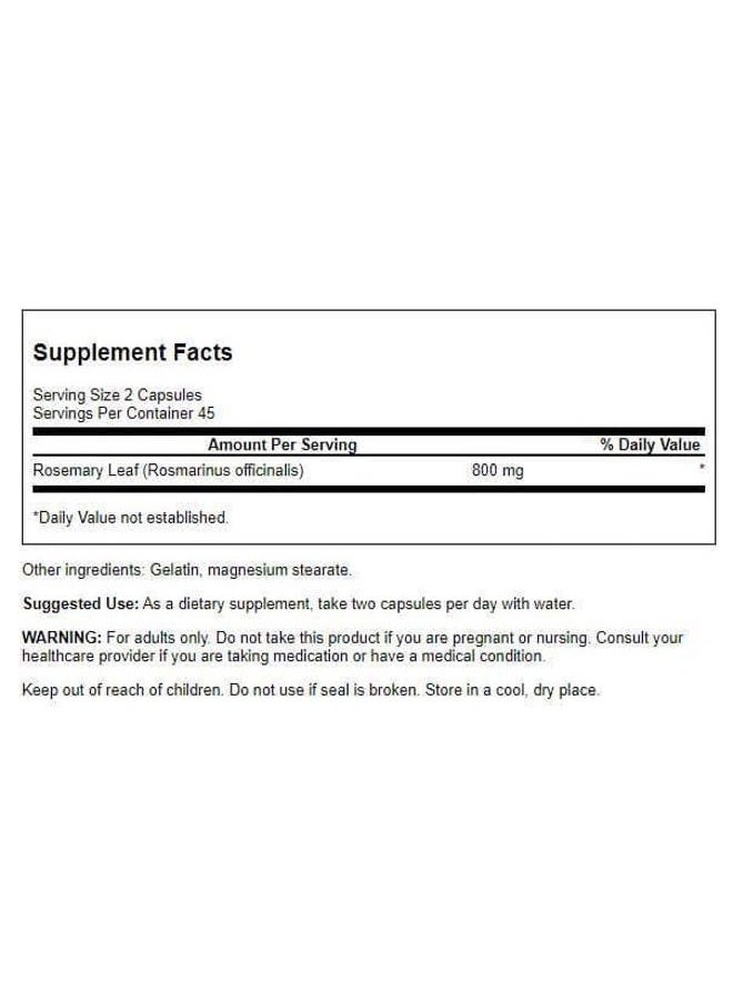 SWANSON Rosemary Supplement, 400mg (90 Capsules) - Image 2