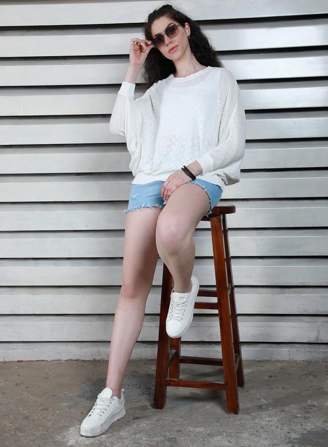 هاي ستار بلوزة محبوكة بقصة مريحة وأكمام وطواطية - Image 1