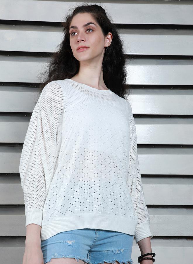 HIGH STAR Relaxed Fit Batwing Sleeves Knit Top - Image 4