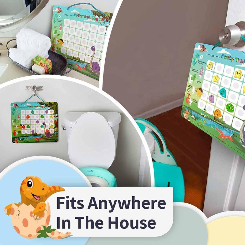 Putska Potty Training Chart with 35 Stickers, 3 Reminder Stickers and Crown for Toddlers Boys and Girls - Potty Training Rewards for Kids - Dino - Image 3