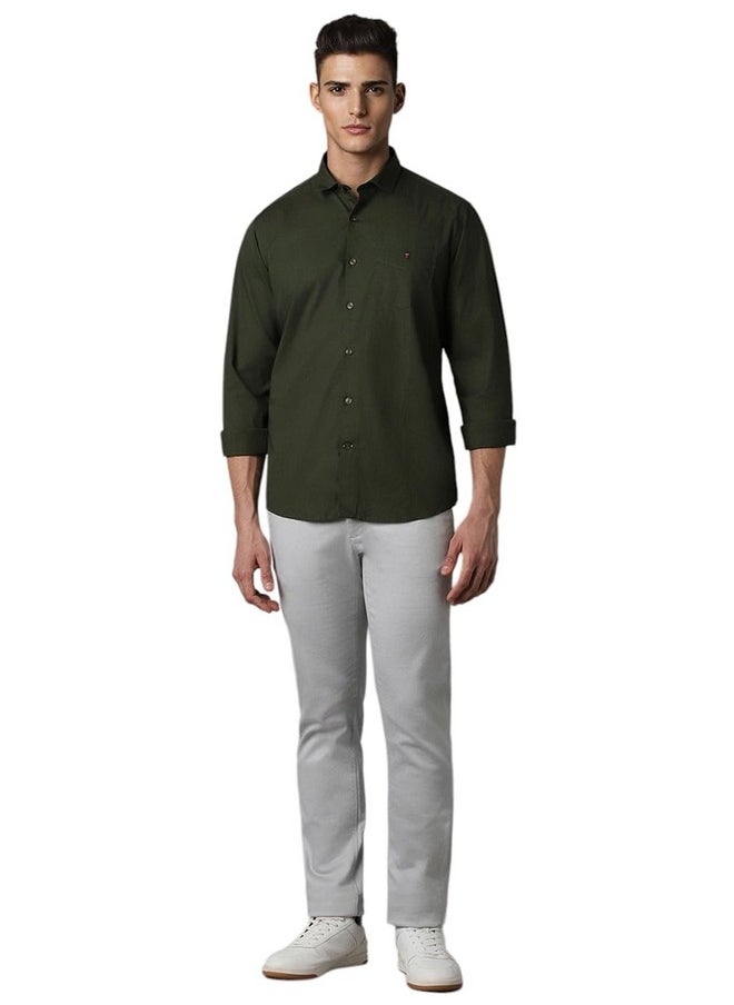LOUIS PHILIPPE - Louis Philippe Men's Solid Slim Fit Shirt (LYSFWSLPW00516_Dark Green - Image 1