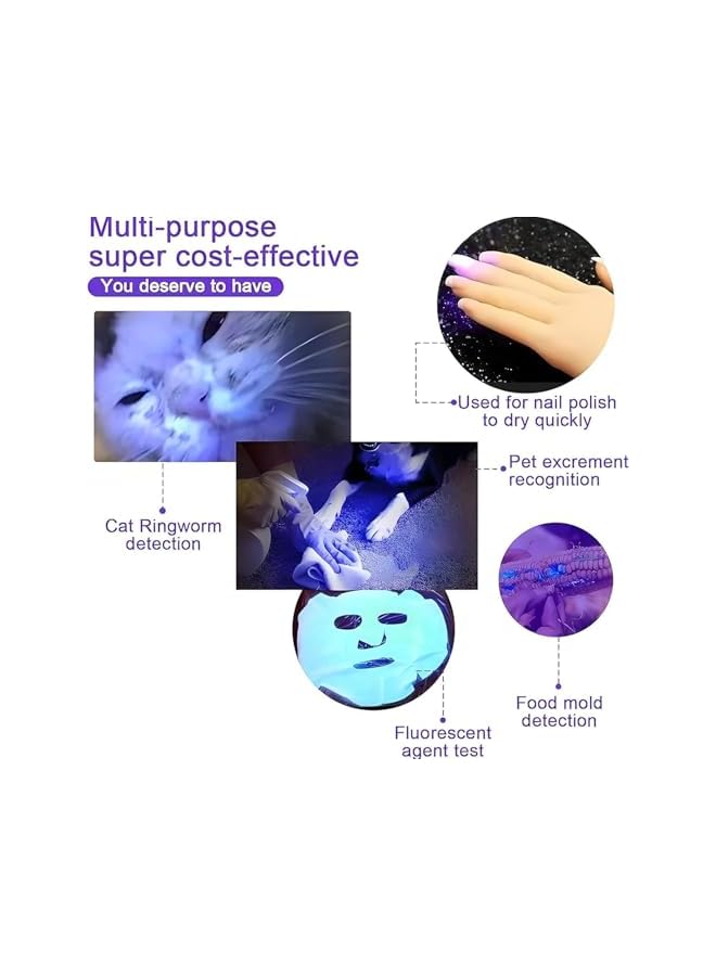 PROMASS promass UV Flashlight, Portable Handheld Cat Ringworm Detector lamp, 5 Modes Pocket Flash Light, 365nm Flashlight Black Light, Black Light Ringworm for Dog Cat Care and Resin Curing  - Image 2