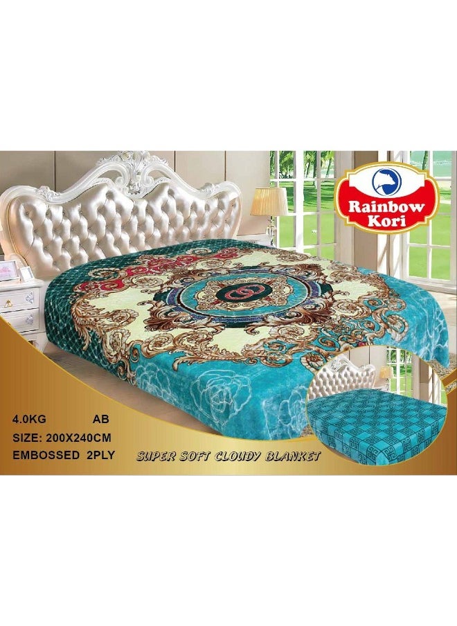 Rainbow Luxury Double-Sided Winter Blanket - Soft, Silky, and Luxuriously Textured Double-Layer Bed Blanket - 4 kg - 200 x 240 cm - Heavy Blanket, Textured Blanket, Thick Double-Layer Winter Blanket - Ideal for Sleeping and Winter Furnishings  - Image 1