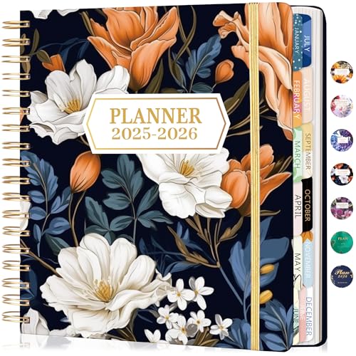 CAGIE 2026 Planner Weekly and Monthly​, Jan-Dec 2026 8.3 x 9.3 Inch Hardcover Spiral Bound, 13 Tabs and Pocket, Floral Daily Planner​ for Women, Perfect 2026 Yearly Calendar Planner​ - Image 1