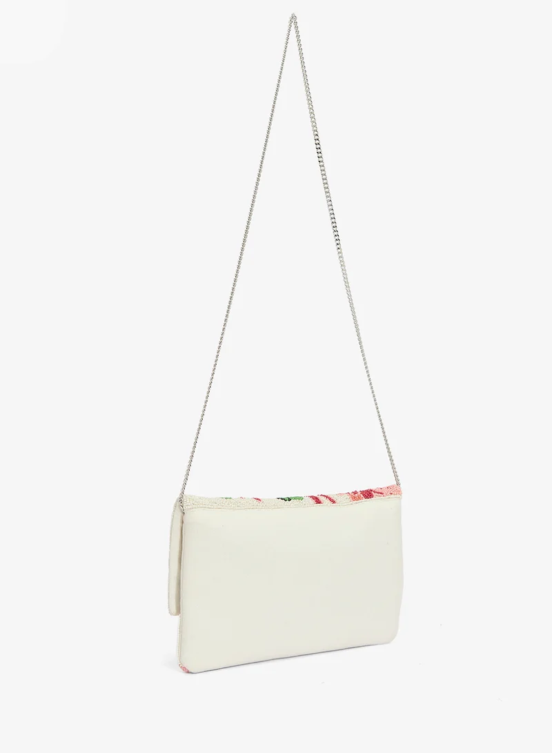 Ginger Boutique Embroidered Beaded Turtle Print Crossbody