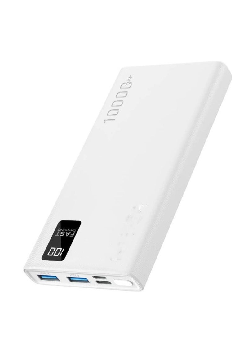 راكسوم بنك طاقة ذكي مدمج للشحن بقدرة 10000 مللي أمبير في الساعة مع مخرج USB-A وUSB-C مزدوج