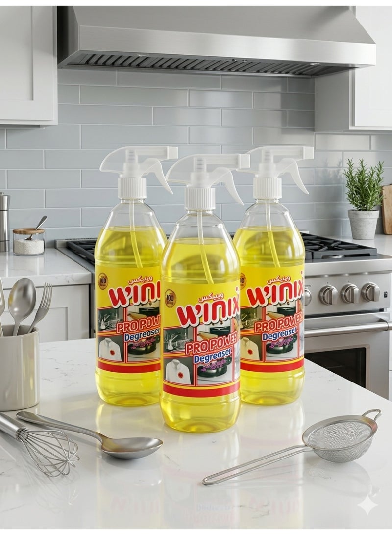 Winix Pro Power Degreaser & Heavy Duty Multi-Purpose Cleaner Spray – 3 x 1L Pack – Removes Tough Oil Stains, Kitchen Grease & Fabric Grime – Professional Strength - Image 2