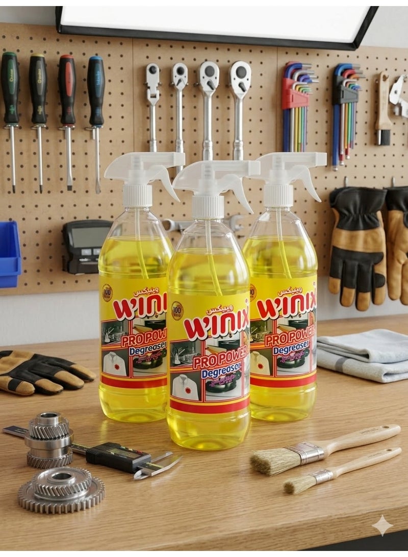 Winix Pro Power Degreaser & Heavy Duty Multi-Purpose Cleaner Spray – 3 x 1L Pack – Removes Tough Oil Stains, Kitchen Grease & Fabric Grime – Professional Strength - Image 3