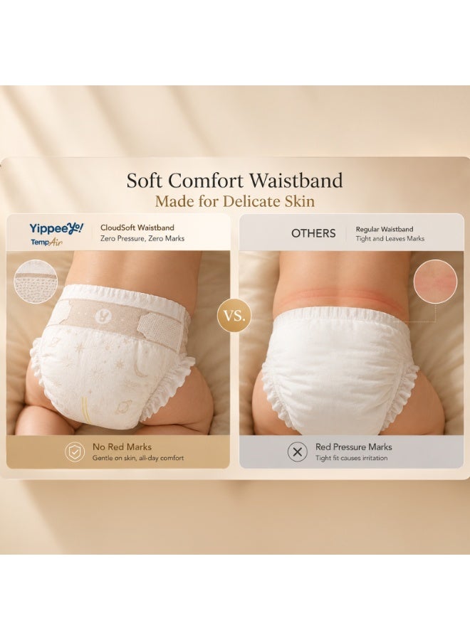 Yippeeyo TempAir Baby Diapers Size 4 (6 Packs of 7 = 42 Total) | Breathable Temperature-Sensing Strip | Overnight Absorbency for Toddlers 9–14 kg - Image 5