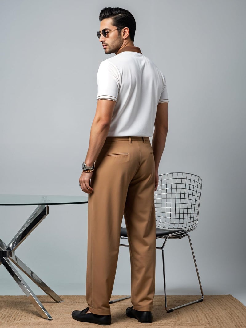 ADRO Mens Premium Cotton Polo T-Shirt | 220 GSM Soft Fabric | Casual Stylish Look | Zipper Polo Design Snow White Polo T Shirt | Polo Tshirt for All-Day Wear | PN25-ZIP-1PLN-WH-M - Image 3