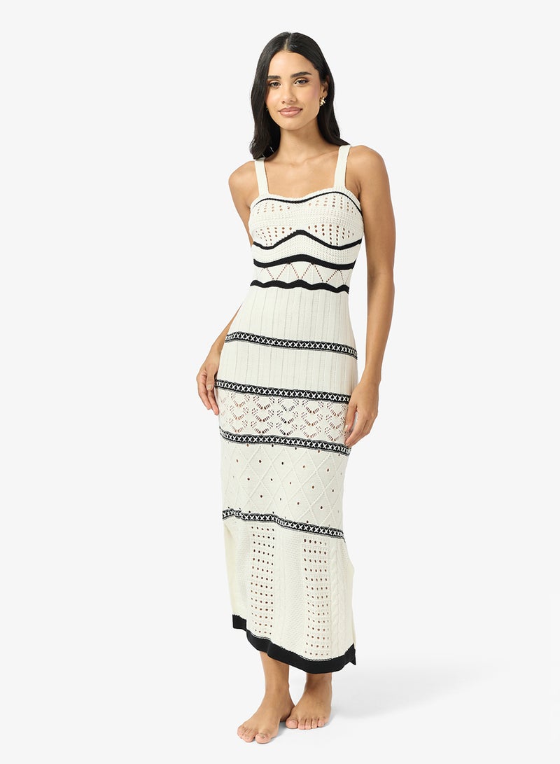 Ginger Monochrome Crochet Beach Dress - Image 4
