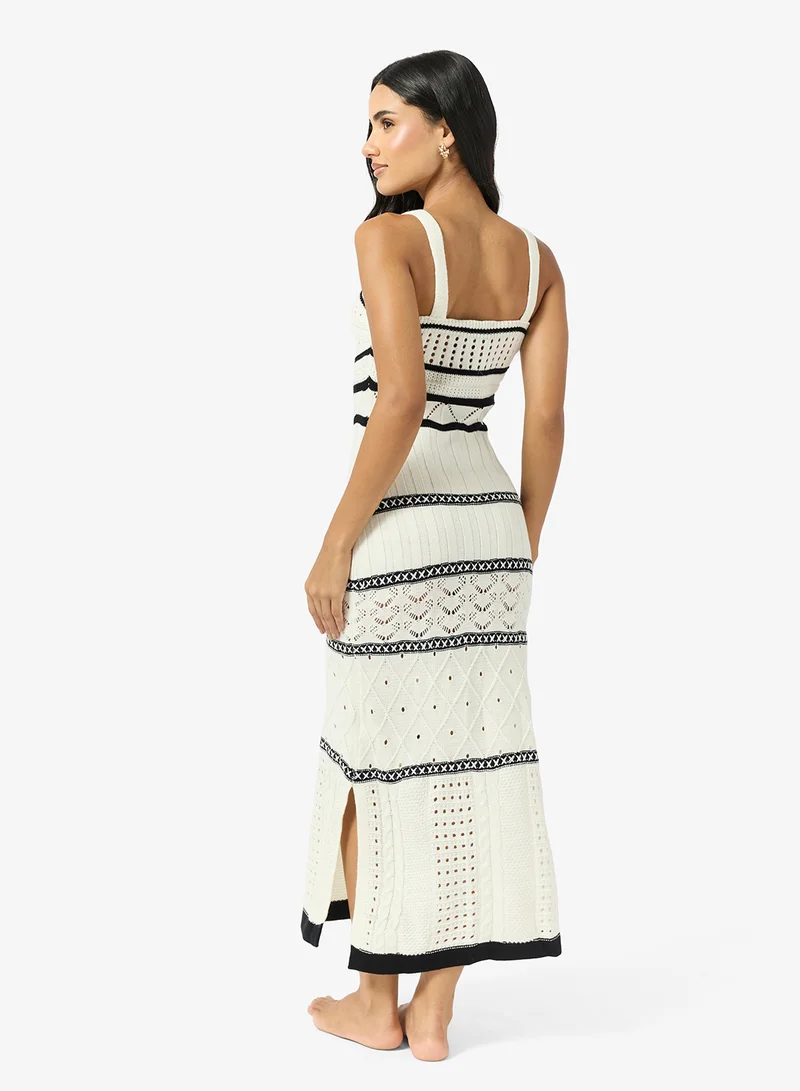 جينجر فستان شاطئ كروشيه أحادي اللون