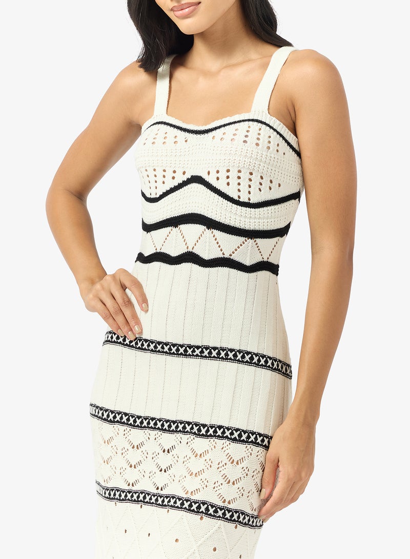 Ginger Monochrome Crochet Beach Dress - Image 3
