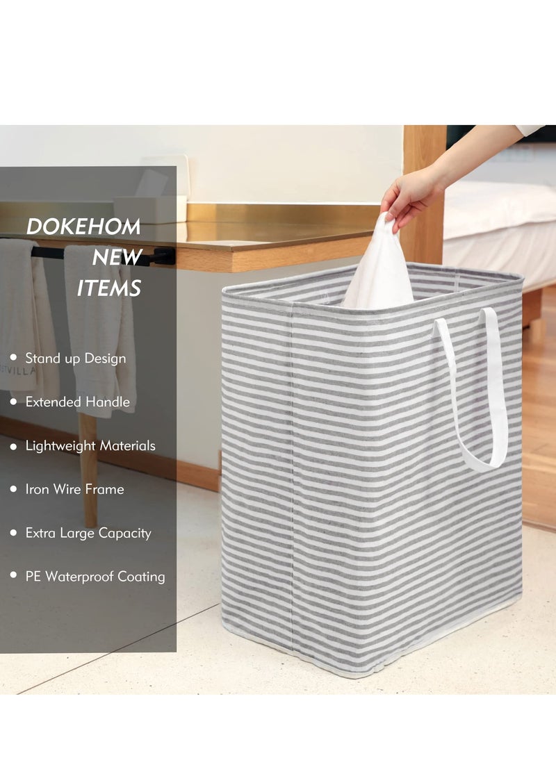 Excefore Freestanding Laundry Hamper with Handle, 80L Large Laundry Basket, Water Resistant Freestanding Clothes Hamper, for Laundry, Dorm, Home Use, Grey - Image 2