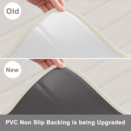 Buganda Memory Foam Bath Mat, 24" x 16", Ultra Soft and Non-Slip Bathroom Rugs, Water Absorbent and Machine Washable Bath Rug for Bathroom, Shower, and Tub, Cream - Image 3