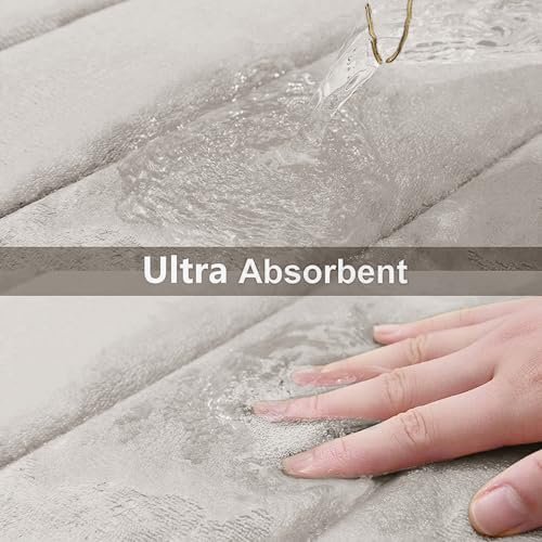 Buganda Memory Foam Bath Mat, 24" x 16", Ultra Soft and Non-Slip Bathroom Rugs, Water Absorbent and Machine Washable Bath Rug for Bathroom, Shower, and Tub, Cream - Image 4