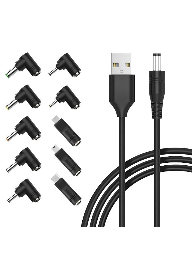 Chabeia Universal 5V DC Power Cable USB to DC 5.5 2.1 mm Plug Connector Tip Charging Cord with Most Frequently Used Interface Type - Image 1