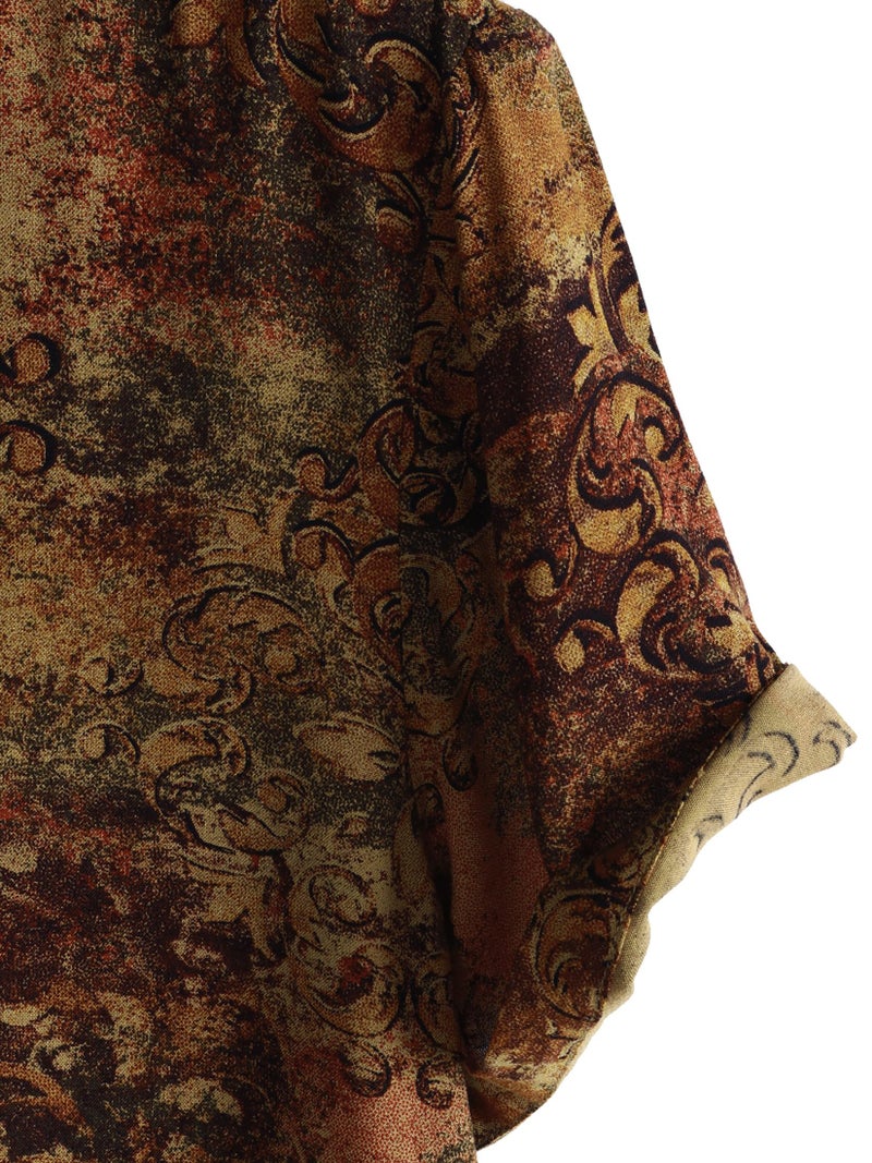 JOTOOK Mens Hawaiian Shirt Short Sleeve Button Down Tropical Shirts Casual Floral Summer Beach Shirt Medium Brown - Image 4