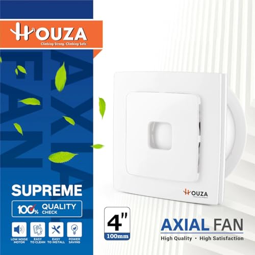 HOUZA High Speed Exhaust Ventilation Axial Fan Copper Motor Suitable for Bathroom, Kitchen, and Office (4 Inch) 100 mm Exhaust Fan with Anti-Rust Body with 1 year warranty (White) - Image 2