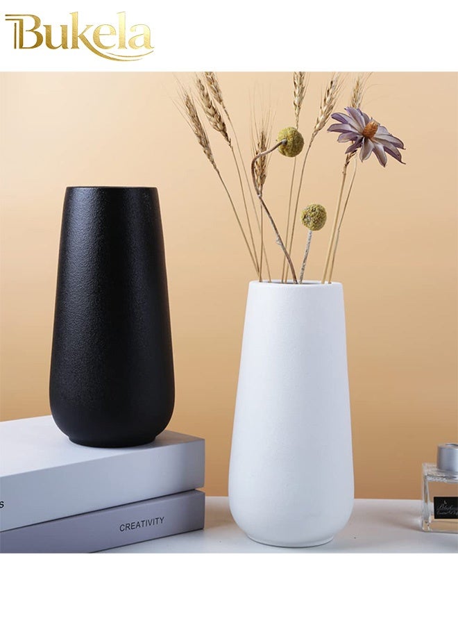Bukela 8 Inch Ceramic Flower Vase, Minimalist Design for Home Decor, Fireplace, Bedroom, Kitchen, Living Room, Centerpieces, Office Desk,Cream White - Image 4
