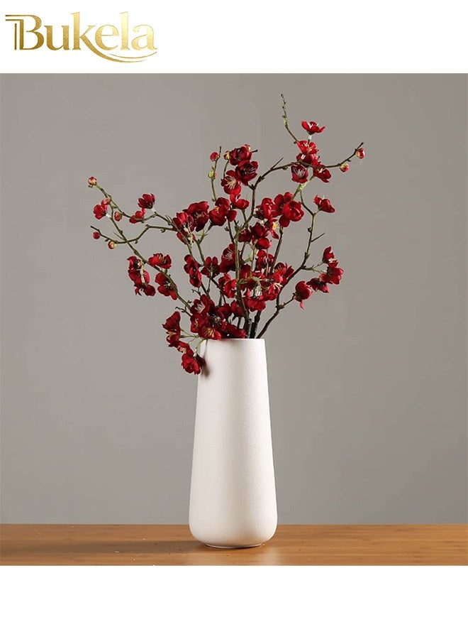 Bukela 8 Inch Ceramic Flower Vase, Minimalist Design for Home Decor, Fireplace, Bedroom, Kitchen, Living Room, Centerpieces, Office Desk,Cream White - Image 5