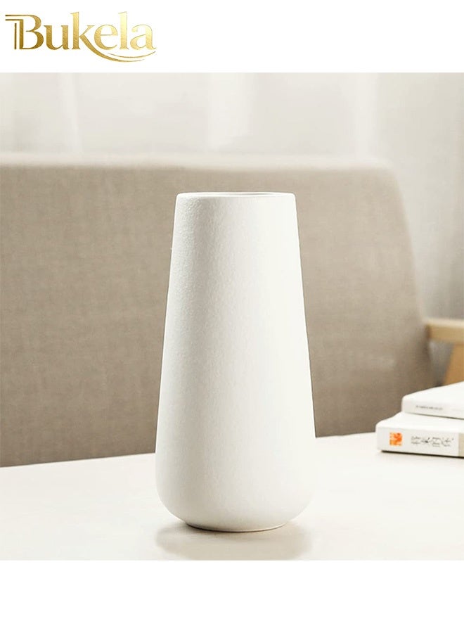 Bukela 8 Inch Ceramic Flower Vase, Minimalist Design for Home Decor, Fireplace, Bedroom, Kitchen, Living Room, Centerpieces, Office Desk,Cream White - Image 3