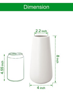 Bukela 8 Inch Ceramic Flower Vase, Minimalist Design for Home Decor, Fireplace, Bedroom, Kitchen, Living Room, Centerpieces, Office Desk,Cream White  - Image 3