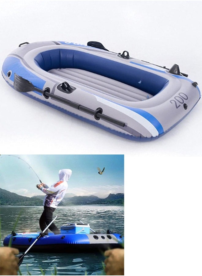 Intime Foldable Inflatable Boat Series Raft Inflatable Kayak Fishing Boat Rubber Boat Paddle Boat for Adults and Kids Rubber Boat Kayak Dinghies (Blue 230CM*125CM)  - Image 1