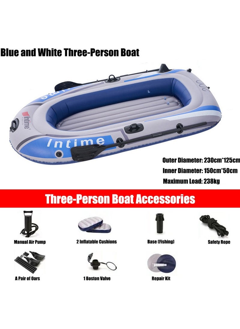 Intime Foldable Inflatable Boat Series Raft Inflatable Kayak Fishing Boat Rubber Boat Paddle Boat for Adults and Kids Rubber Boat Kayak Dinghies (Blue 230CM*125CM)  - Image 2