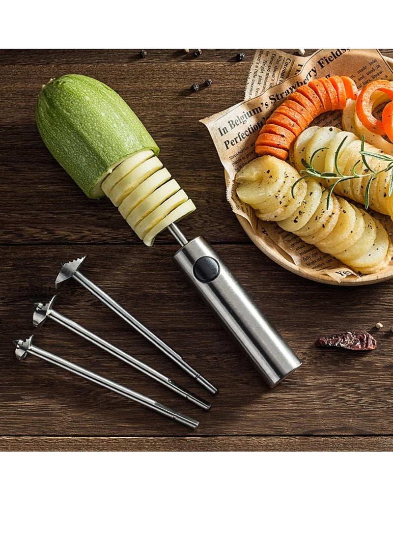 Bluejw Stainless Steel Vegetable Drill Fruit Corer And Veggie Spiralizer Twister Set Ergonomic Handle With 4 Sizes for Coring and Hollowing out Zucchini, Potatoes, Carrot,Apple  - Image 3