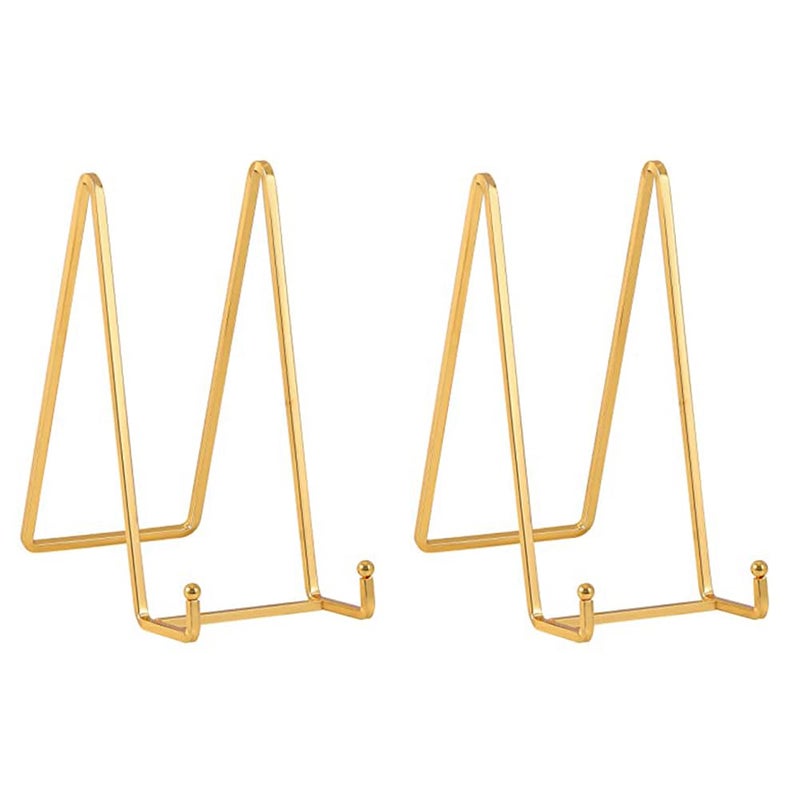 Plate Holder Easel Display Stand  8 inch Metal Plate Stands for Display  Tabletop Picture Stand  Gold Iron Easels for Display Pictures  Photo Frames  Book  Decorative Plates  Plaque 2 Pack