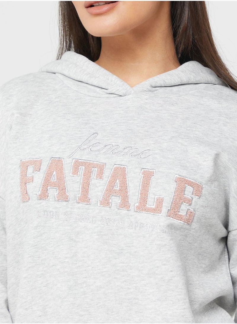 ONLY - Slogan Knitted Hoodie - Image 1