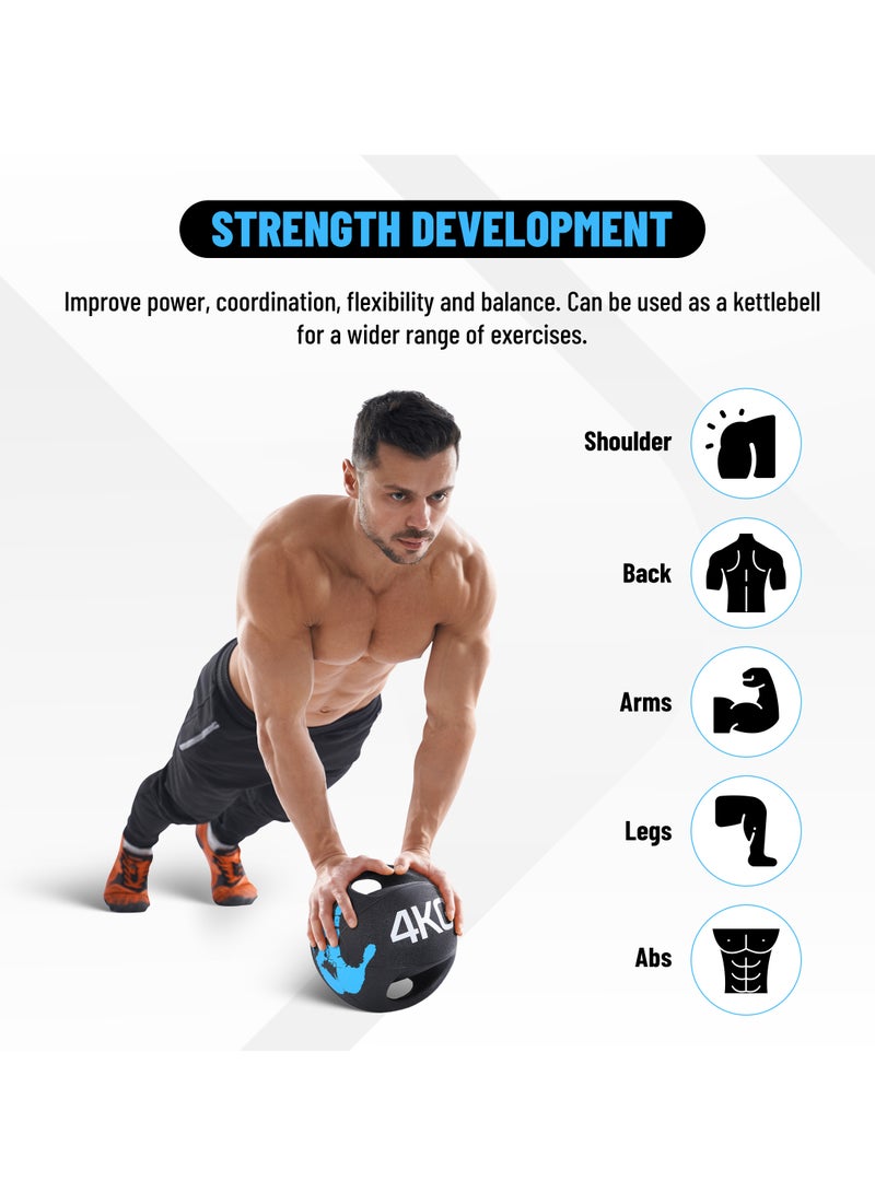 ENDLESS  4 KG (8.8 LB) Medicine Ball with Dual Handle Grip |Material : Rubber | For Core Strength Exercise, Fitness, Cardio, Home Workouts and Gym | For Men and Women - Image 5