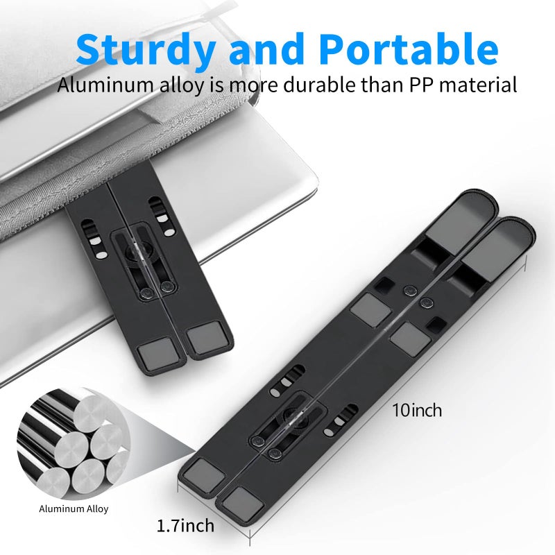 Leeboom Laptop Stand for Desk, Ergonomic Design Adjustable Aluminum Foldable Portable Computer Stand, Compatible with MacBook Air Pro, HP, Lenovo, Dell, More 10-15.6â€Inch and Tablets (Black) - Image 3