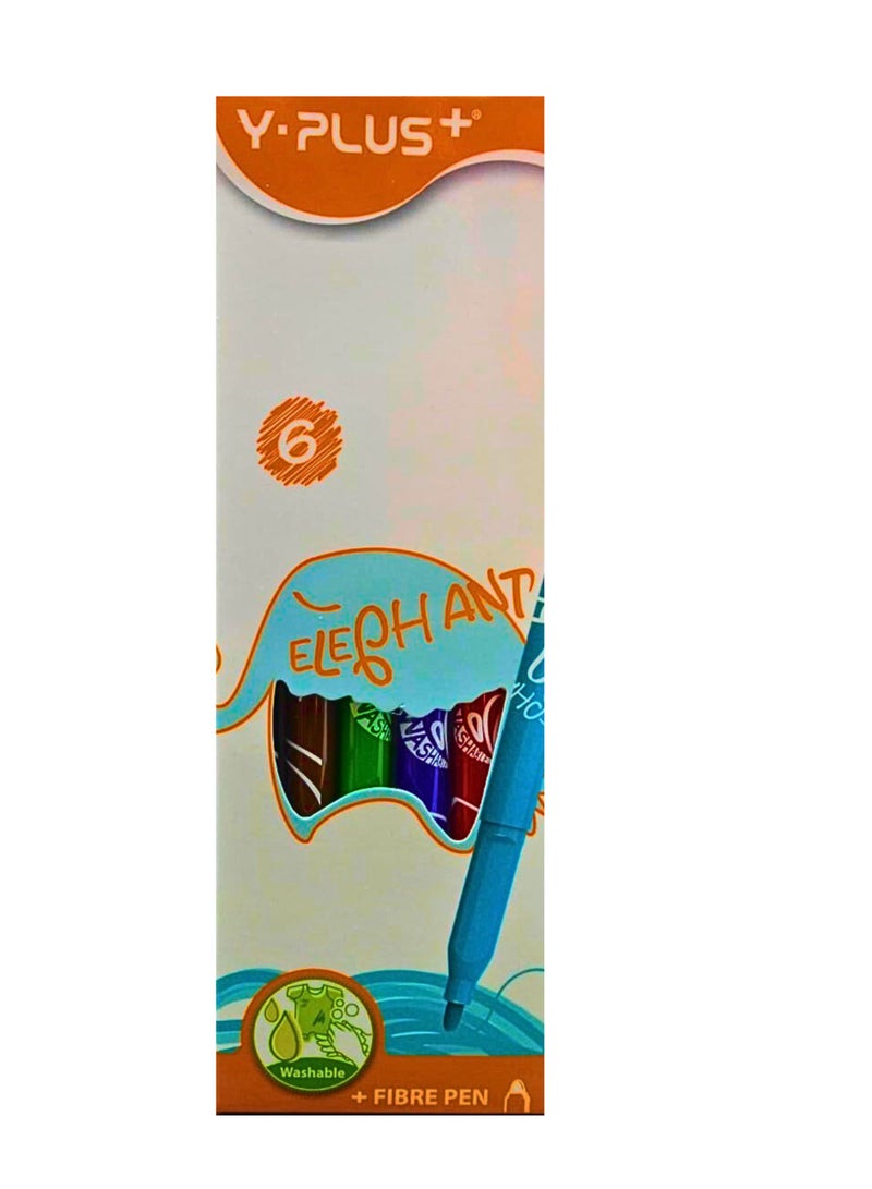 YPlus Fibre Pen Elephant 6 Color (Pack of 1) - Image 1